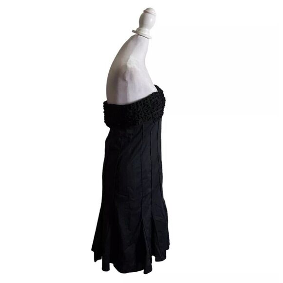 Venus Black Strapless Pleated Midi Dress Y2K Style Womens Designer US Size 6 - Picture 7 of 7